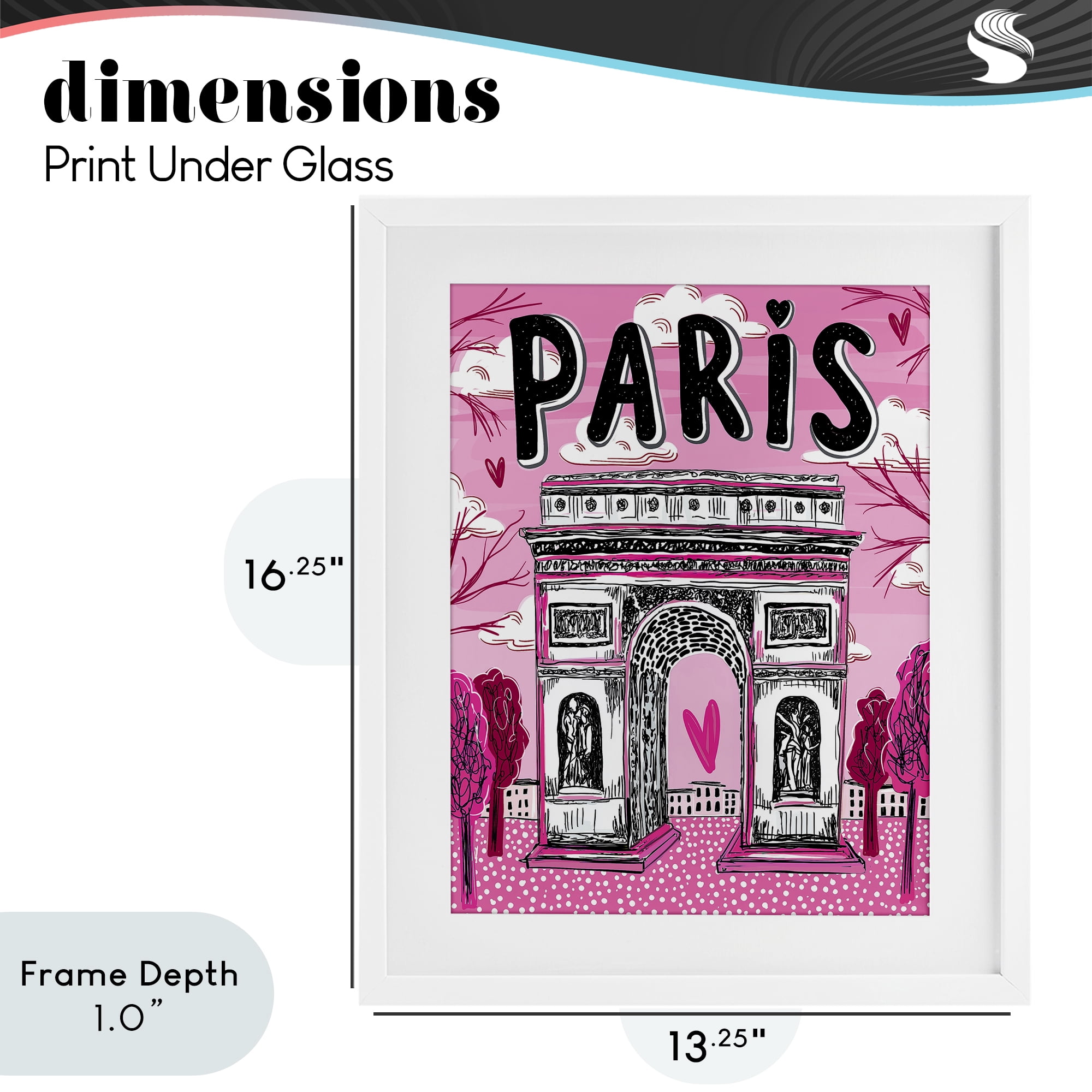 Stupell Industries Romantic Paris Arc de Triomphe White Framed Print Under Glass, design by Jess Stempel