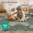 thumbnail image 4 of ODIKA 9'x12' Washable Area Rug Mosaic With Interlocking Geometric Motifs Vintage Distressed Refined Structured for Master Suite, California King, Under Bed, Non-Shedding, Easy Care, 4 of 7