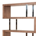 thumbnail image 3 of Zig Zag Wooden Frame Shelf Unit with Metal Braces Support, Brown and Silver- Saltoro Sherpi, 3 of 5