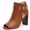 Brown, variant on Women Fashion Chunky High Heels Ankle Bootie Peep Open Toe Chic Cutout Buckled Boots Pumps Side Zipper Shoes Size 4 Pink