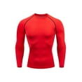 thumbnail image 4 of LUXUR Chemises de Compression pour Hommes Couleur Unie Hauts d'Été Manches Longues T-shirt de Sport T-shirt Décontracté Col Rond T-shirt Muscle Rouge S, 4 of 4