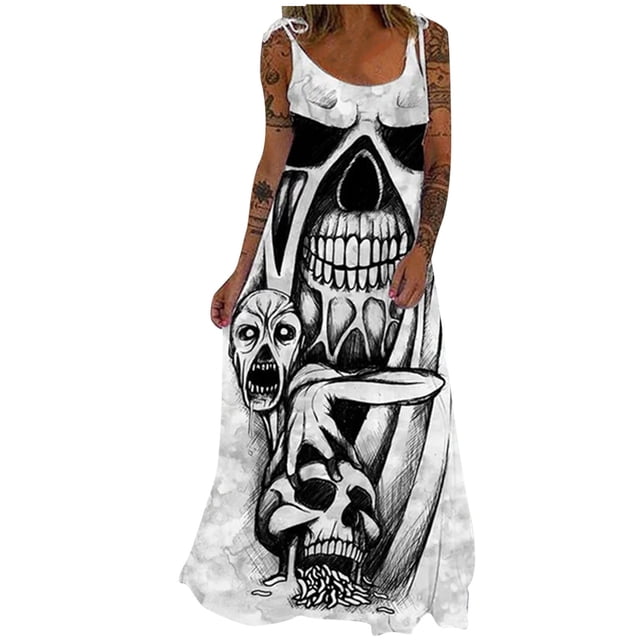 Vestido de fiesta sin mangas con estampado de Halloween a la moda para mujer
