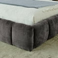 thumbnail image 6 of Newest King Size Upholstered Bed with Soft Chenille Fabric, Low Profile Floor Bed for Bedroom & Guest Room, Thick Padded Headboard & No Box Spring, Modern Dark Gray Frame, 6 of 11