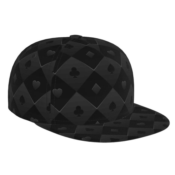 Hirioo Black Poker for Baseball Cap Men Cap Flat Brim for Men Women Teens Adjustable Baseball Cap