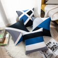 thumbnail image 3 of Set of 4 Throw Pillow Covers Modern Abstract Stripe Simple Geometric Acrylic Bold Decorative Pillow Cases Home Decor Square 18x18 Inches Pillowcases(Grey Blue), 3 of 5