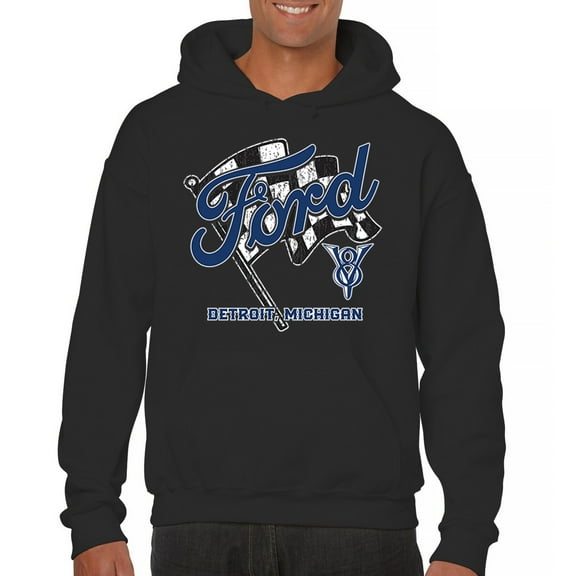 Ford V8 Detroit Michigan Sweatshirt Checkered Flag American Muscle Car Racing Mustang Shelby GT Performance Hoodie