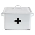 thumbnail image 1 of Creative Co-Op Enameled First Aid Lid & Black Front Box, White, Black Cross, 1 of 3