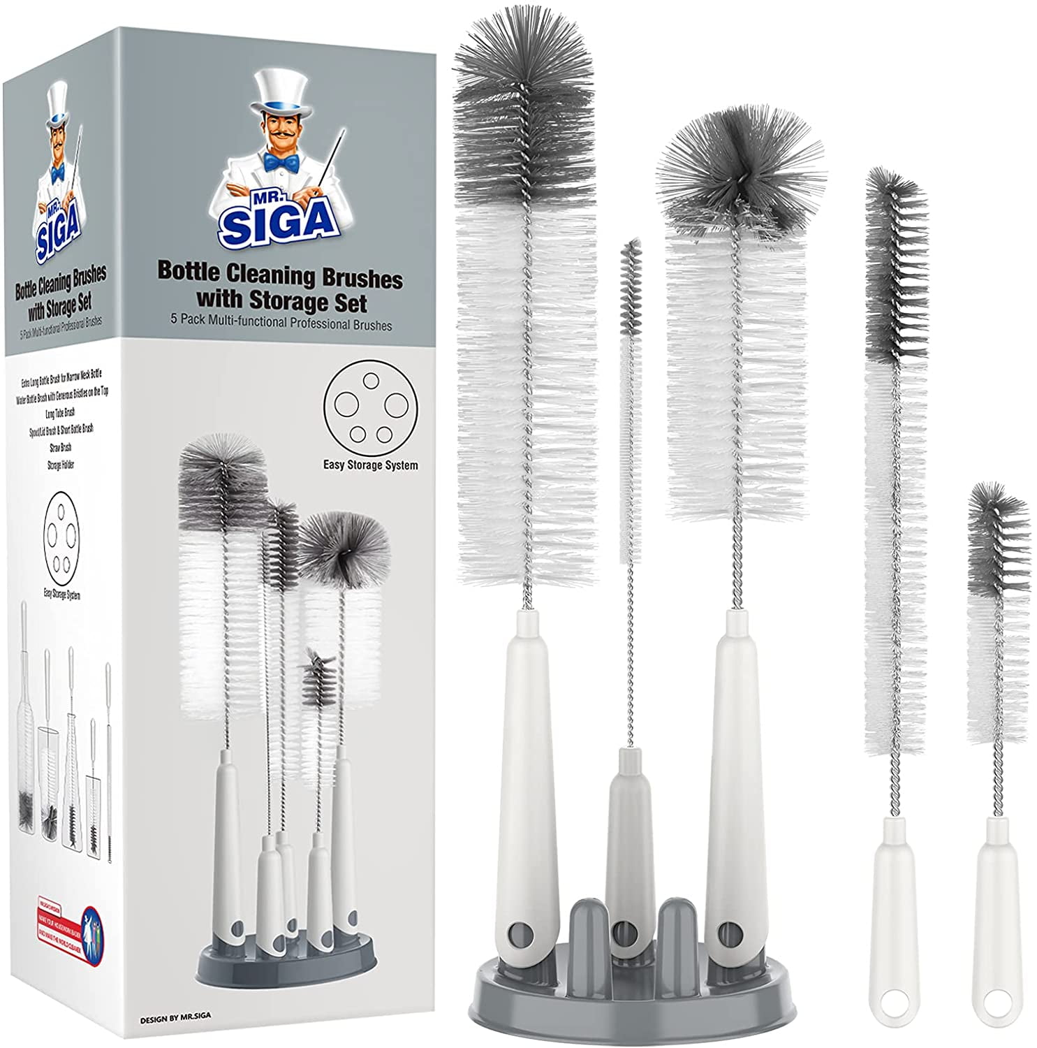 MR.SIGA 5 Pack Bottle Brush Cleaning Set with Nepal Ubuy