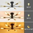 thumbnail image 5 of 6-Light Mid Century Semi Flush Mount Chandelier for Dining Room Black+Gold, 5 of 5