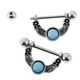 thumbnail image 4 of 2 piezas de cristal de de imitación de material acero de barra de pezón joyería del cuerpo Yuyangstore Anillo del pezón, 4 of 8