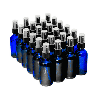 12 Pack Cobalt Blue Glass Bottles - 2 Oz Spray Bottles With Black Caps For Essential Oils & Crafts
