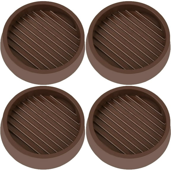 3x3 Round Rubber Furniture Caster Cups, Anti-Sliding Furniture Pads Bed Stopper Floor Protectors with Grip, Rubber Furniture Cups,- Protect Any Flooring(Brown)