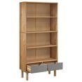 thumbnail image 3 of vidaXL Bookcase OTTA with 2 Drawers Brown and Grey Solid Wood Pine, 3 of 5