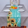 thumbnail image 4 of Table Runner Dresser Scarves 36 Inch Long, Watercolor Sunflowers and Leaves Linen Dining Table Runners Positive Quote on Teal Tabletop Scarf for Wedding Holiday Party Kitchen, 4 of 7