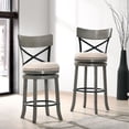 thumbnail image 4 of Furniture of America Zaren Round Swivel X-Cross Back Dining Room 29" Bar Stools, Gray (Set of 2), 4 of 7