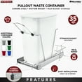 thumbnail image 3 of Rev-A-Shelf Pull Out Trash Can 35 Qt for Kitchen Cabinets, Blue, RV-12KD-22C-S, 3 of 10