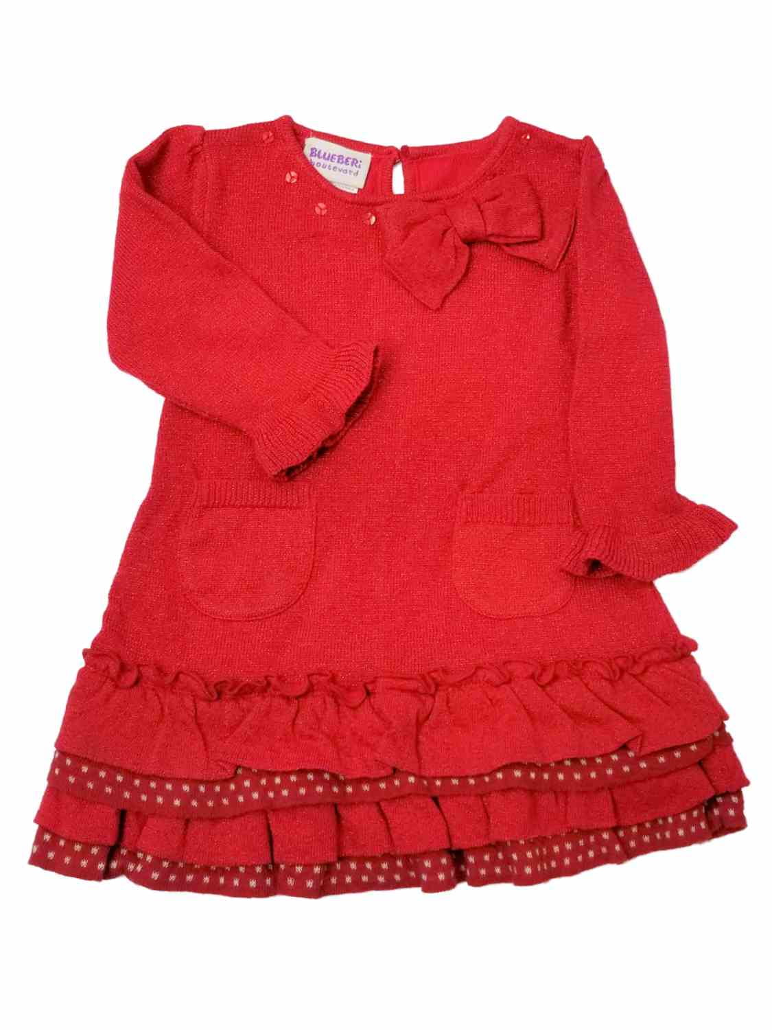 Details about   Infant Girls Red Sparkle Long Sleeve Knit Sweater Holiday Party Dress 0-3m 