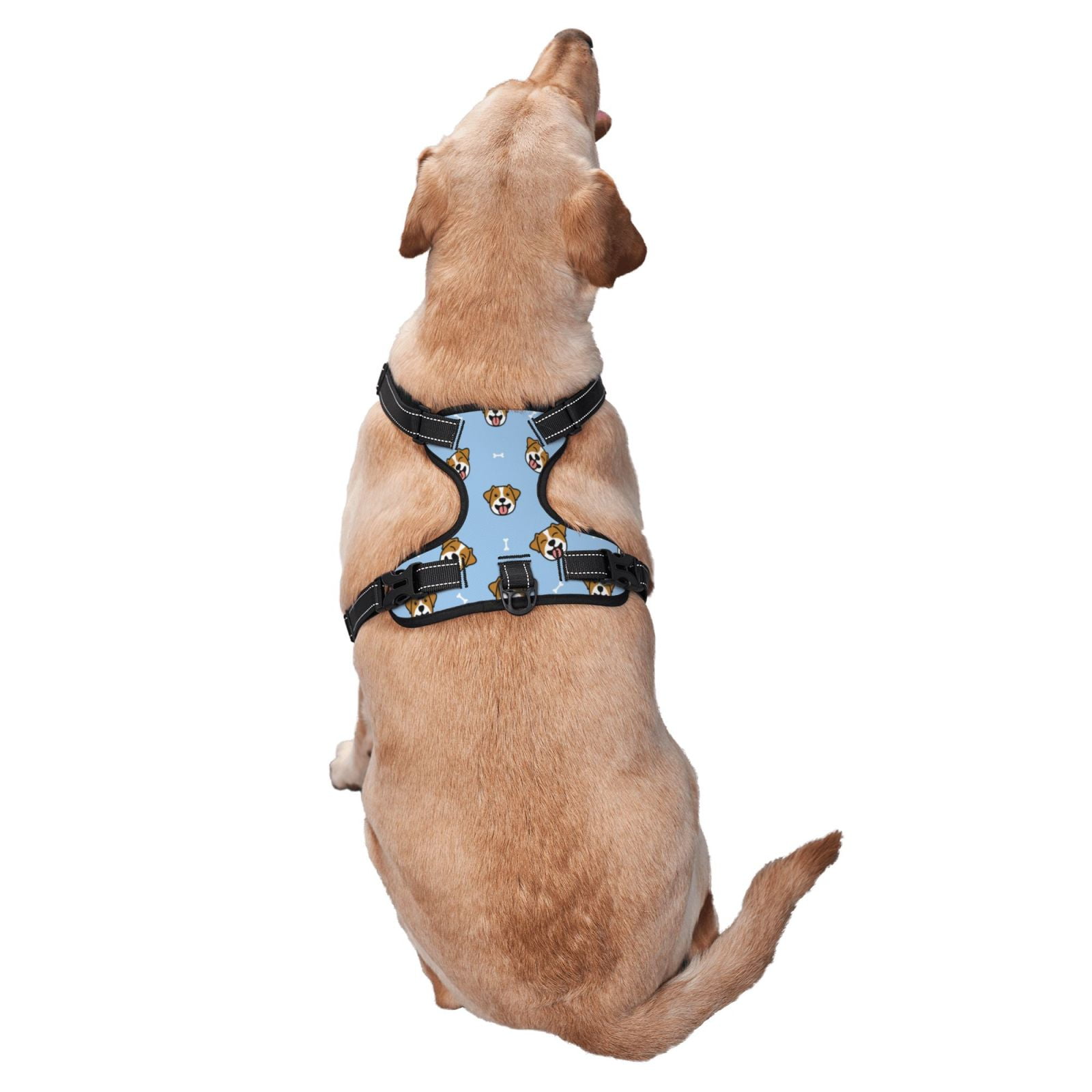 Vsdgher Terrier Pattern Dog Harness,No Pull Pet Harness with Soft Padded Handle,Adjustable Reflective Vest with 2 Buckles,4 Slide Buckles,S-XL X-Large