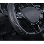 Auto Drive 1Piece Car Steering Wheel Cover Country Leather Black/White - Universal Fit, AD061711B