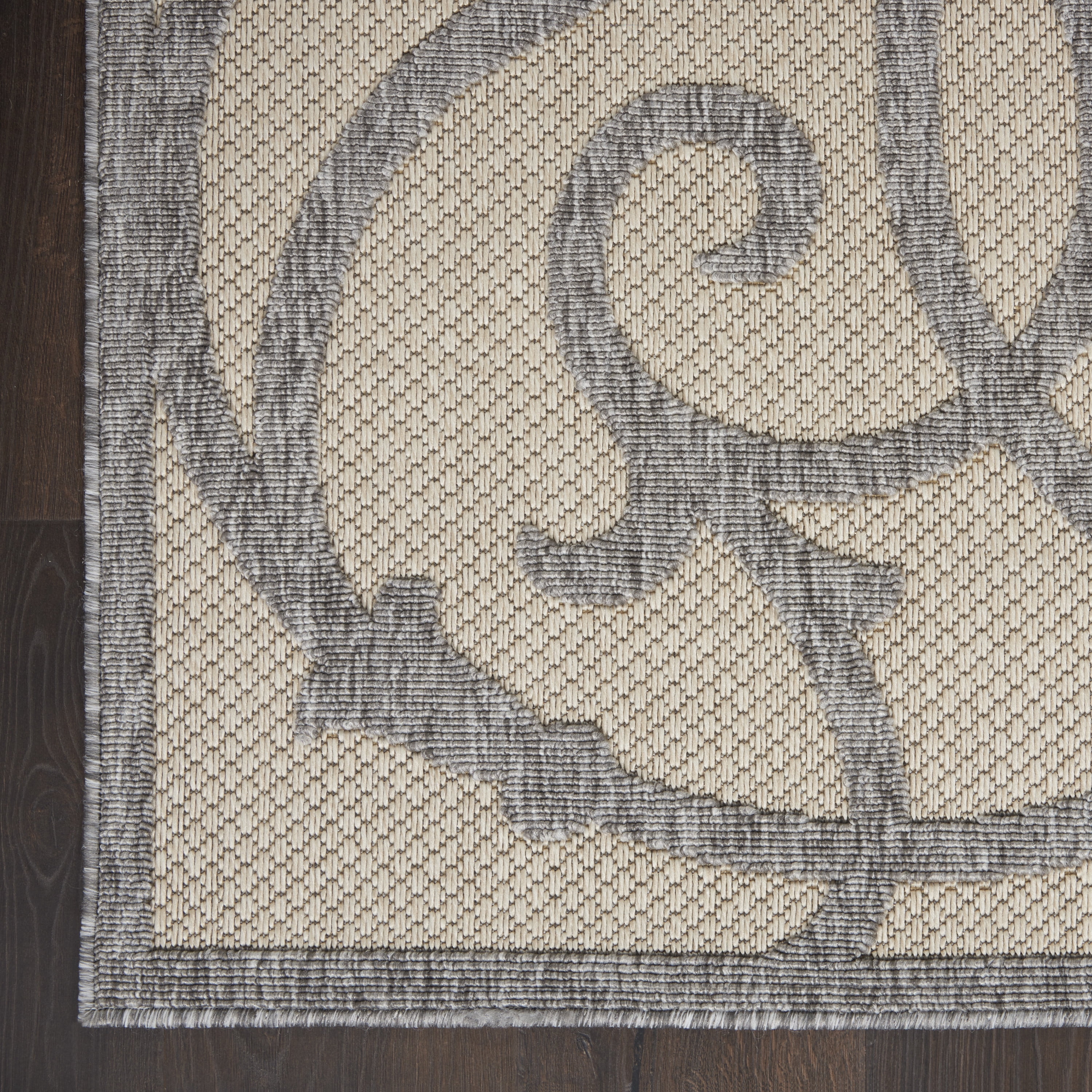 Nourison Palamos Indoor/outdoor Casual Contemporary Cream Grey Area Rug