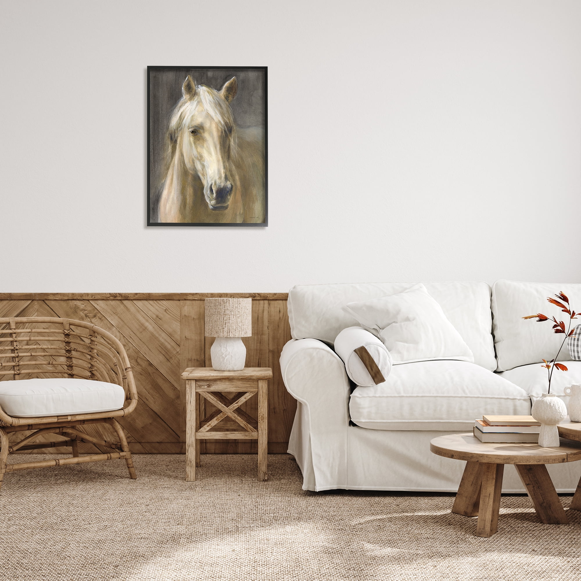 Stupell Industries Palomino Horse Portrait Animals & Insects Painting Black Framed Art Print Wall Art, 24 x 30