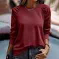 thumbnail image 2 of BLVB Fall Sweatshirt for Women Casual Loose Pleated Long Sleeve Tops Crewneck Pullover for Women Fashion Outfits, 2 of 7