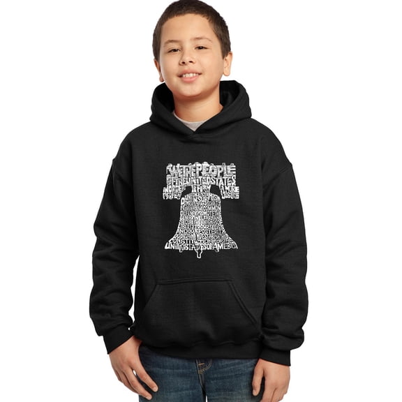 LA Pop Art Boy's Word Art Hooded Sweatshirt - Liberty Bell