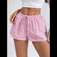 thumbnail image 4 of Pantalones Cortos Tipo Bóxer de Verano con Cintura Elástica, Cordón Ajustable y Estampado de Rayas para Mujer Rosa Roja L, 4 of 10