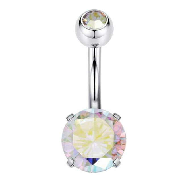 Barras de vientre de circón Sunnimix de Botón de gema de cristal doble Barbell Joyas para el cuerpo 7
