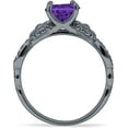 thumbnail image 6 of Vintage Style Sunflower Round Amethyst Cubic Zirconia Black Tone 925 Sterling Silver, Size 5, 6 of 7