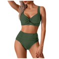 thumbnail image 2 of Linfrsh Women's High Waisted Bikini Sets Sexy Two Piece Swimsuits Color Block Cheeky High Cut Bathing Suits Womens Bikini Set Green,S, 2 of 7