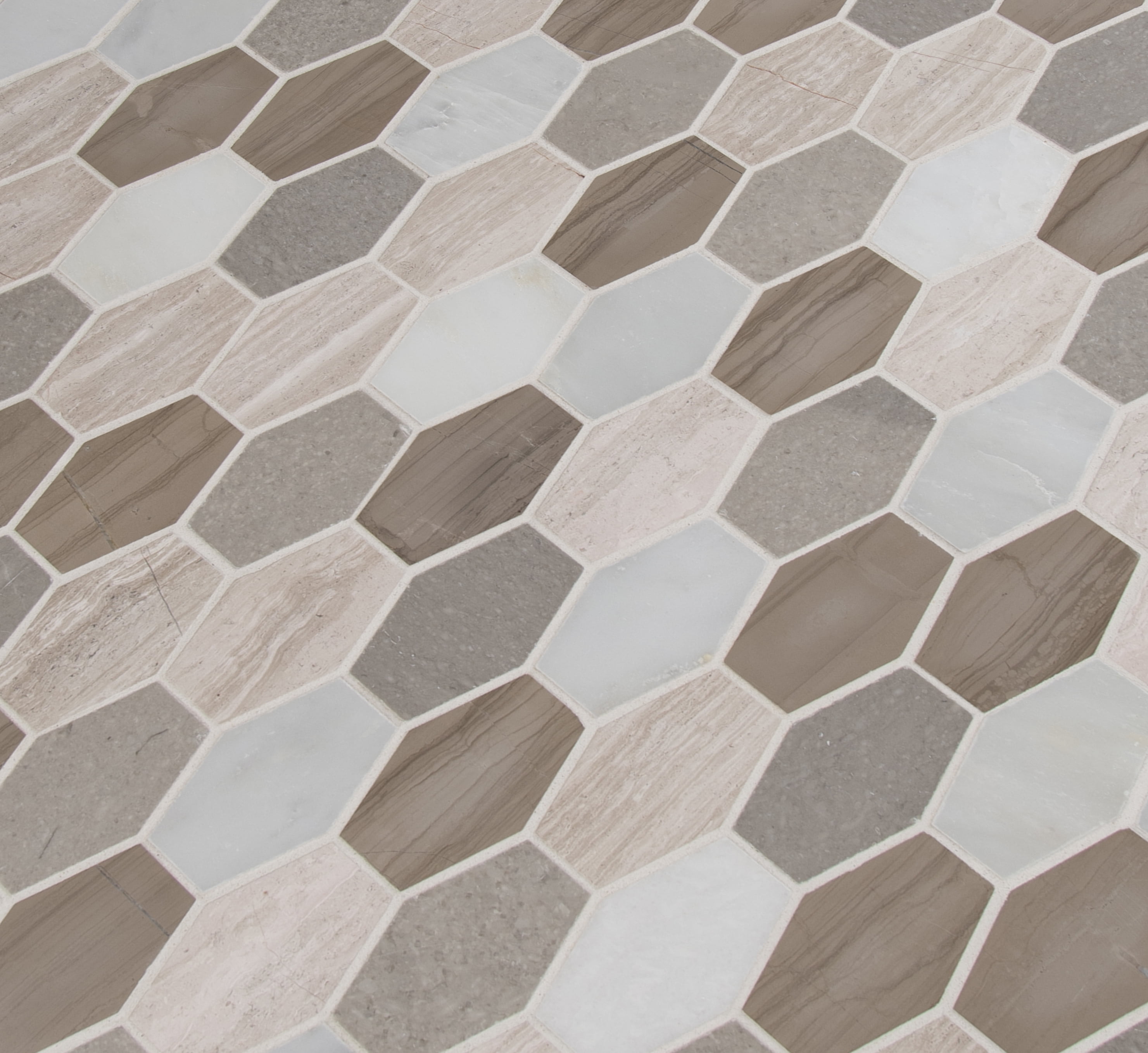 MSI Bellagio Blend Elongated Hexagon 12 in. x 12 in. x 10 mm Honed Marble Mesh-Mounted Mosaic Tile (9.7 sq. ft. / case)
