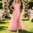 thumbnail image 2 of WNVMWI Childrens Square Neck Maxi Dress Big Girls Ruffled Flowy Dresses Teens Sleeveless Stylish formal Gown 5-6 Years Pink, 2 of 4