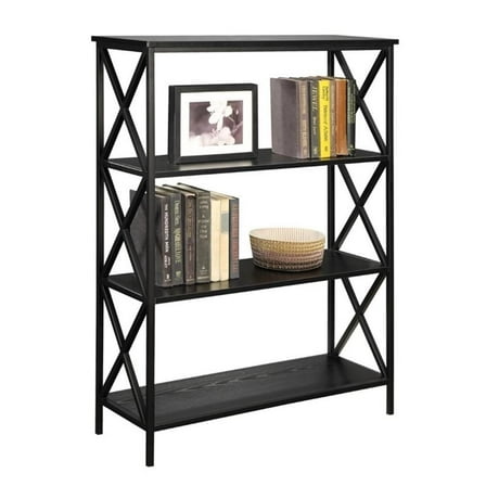 Pemberly Row 3 Shelf Bookcase in Black Wood Finish