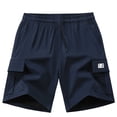 thumbnail image 2 of BXJX Boys Athletic Shorts, Elastic Waist Casual Quick-dry Multi-pocket Kids Shorts with Drawstring Navy Size 16-17 T, 2 of 9