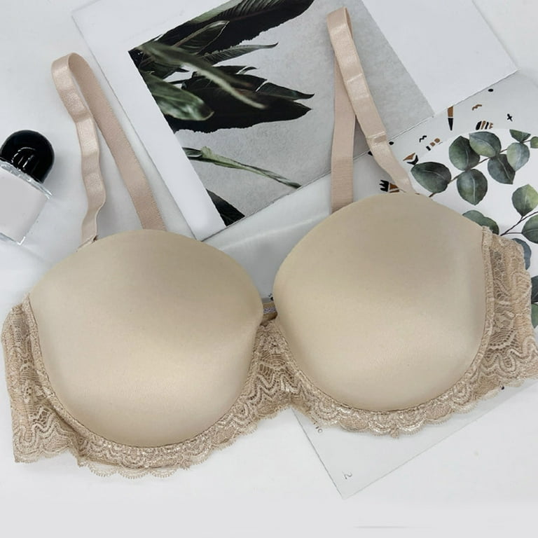 Knosfe Solid Strapless Bras for Women Bandeaus Plus Size Comfort