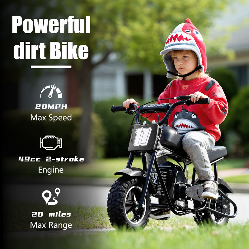 SAY YEAH Dirt Bike,50cc 2-Stroke Mini Bikes for Age 8+,Mini Motor-cycle with 20 MPH Max Speed,180 lbs Max Load,Black