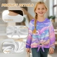 thumbnail image 6 of Xoenoiee Axolotl Cloud Star Print Girls Long Sleeve Shirts Tie Hem Fall T-Shirt Round Neck Tops Blouse Pullover Tunic Outfits Fall Clothes, 5-6 Year, 6 of 7