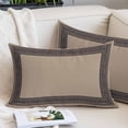 thumbnail image 2 of Black Brown Greek Key Lumar Pillow Covers, Geometric Greece Ancient Farmhouse Geo Soft Throw Pillow Cases with Invisible Zipper, Decorative Pillowcase Pillows Protectors for Sofa Bed Chair 16"x24", 2 of 9