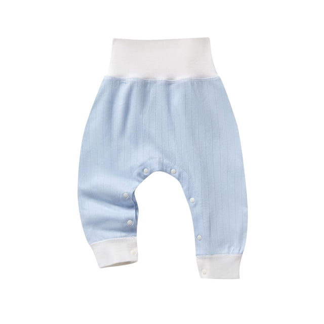GigrtiJin 3 Months-3 Years Newborn Baby Cotton Pants Solid Color High Rise Snap Button Protection Cinch Bottom Pants for Infant