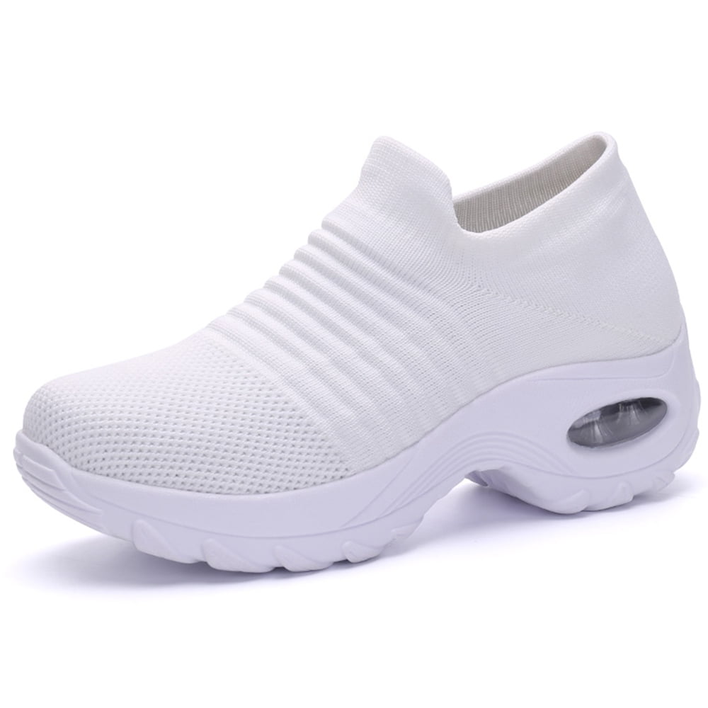 Women's Walking Shoes - Sock Sneakers Slip on Mesh Platform Air Cushion ...