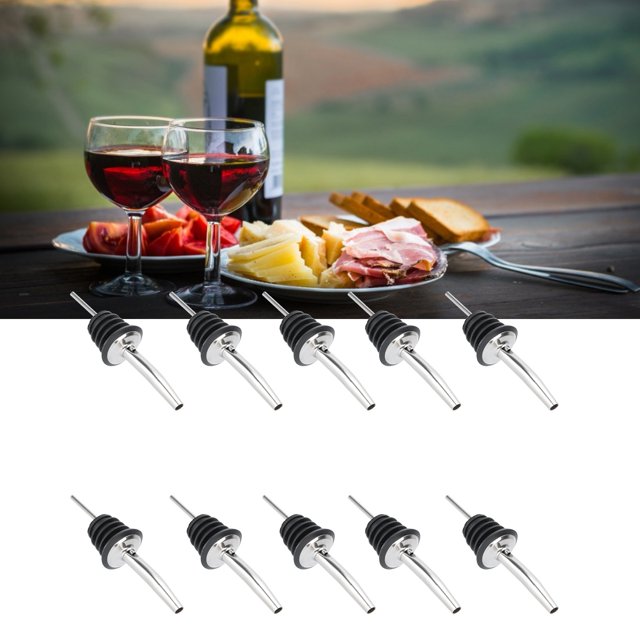 10 piezas de vertidores de vino 304 tapón de vino de acero inoxidable botella vertedor dispensador de licor dispensador de aceite vinagre tapón cónico accesorios de barra de co Cocina Fugacal NO
