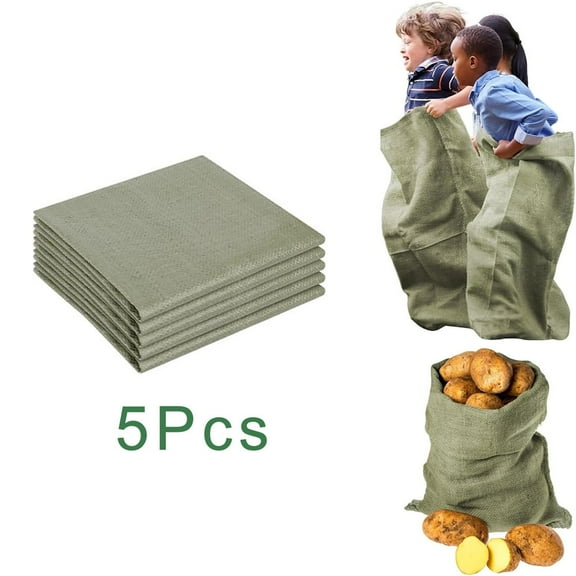 Tutuviw 5Pcs Potato Sack Bag 40" x 24" Outdoor Sports Games Sacks for Adults Kids Outdoor Lawn Games Durable Large Natural Burlap Sack for Sack Races Outdoor Lawn