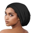 thumbnail image 2 of 2 Pack Sleep Cap, Satin Bonnet Silk Hair Bonnet, Night Cap Slouchy Breathable Headwear Curly Hair Satin Lined Beanie Chemo Cap Silk Lined Hat for Men/Women(Black, Grey), 2 of 5