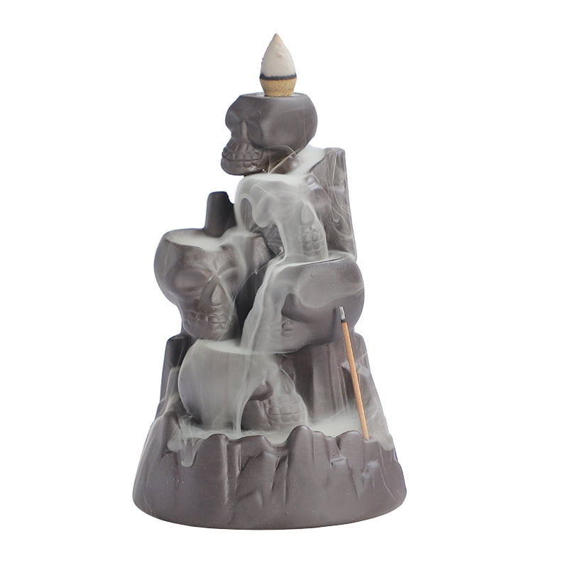Creative Waterfall Skull Head Series Backflow Incense Burner European Style Halloween Reflow Incense Burner Holder Ornaments