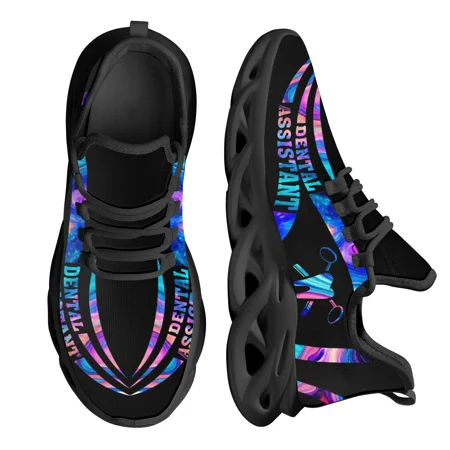 

New Style Ladies Lightweight Platform Flat Shoes Dark Dental Medical and Starry Sky Design Women Mesh Sneakers 2024