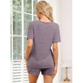 thumbnail image 4 of DARING DIVA Women's 2 Pcs Ribbed Knit Lounge Outfits Casual Pajama Sets Purple S, 4 of 5