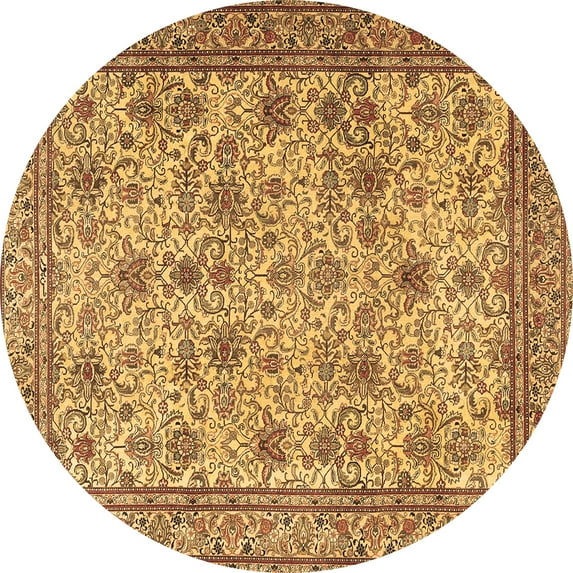 Ahgly Company Indoor Round Persian Brown Traditional Area Rugs, 4' Round