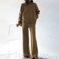 thumbnail image 2 of Jalioing Long Sleeve Sweater Set for Women Pullover Loungewear Ribbed Hem Top Bootcut Wide Leg Pants Dressy Suits (Small, Coffee), 2 of 8