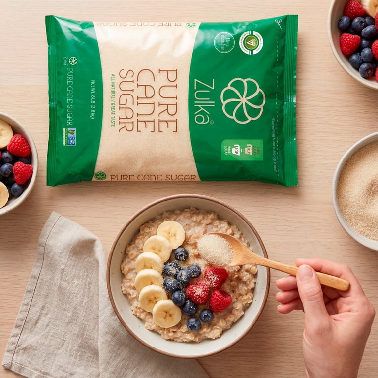 Zulka Pure Cane Sugar, 8 lb, Vegan & Plant Based and Non GMO